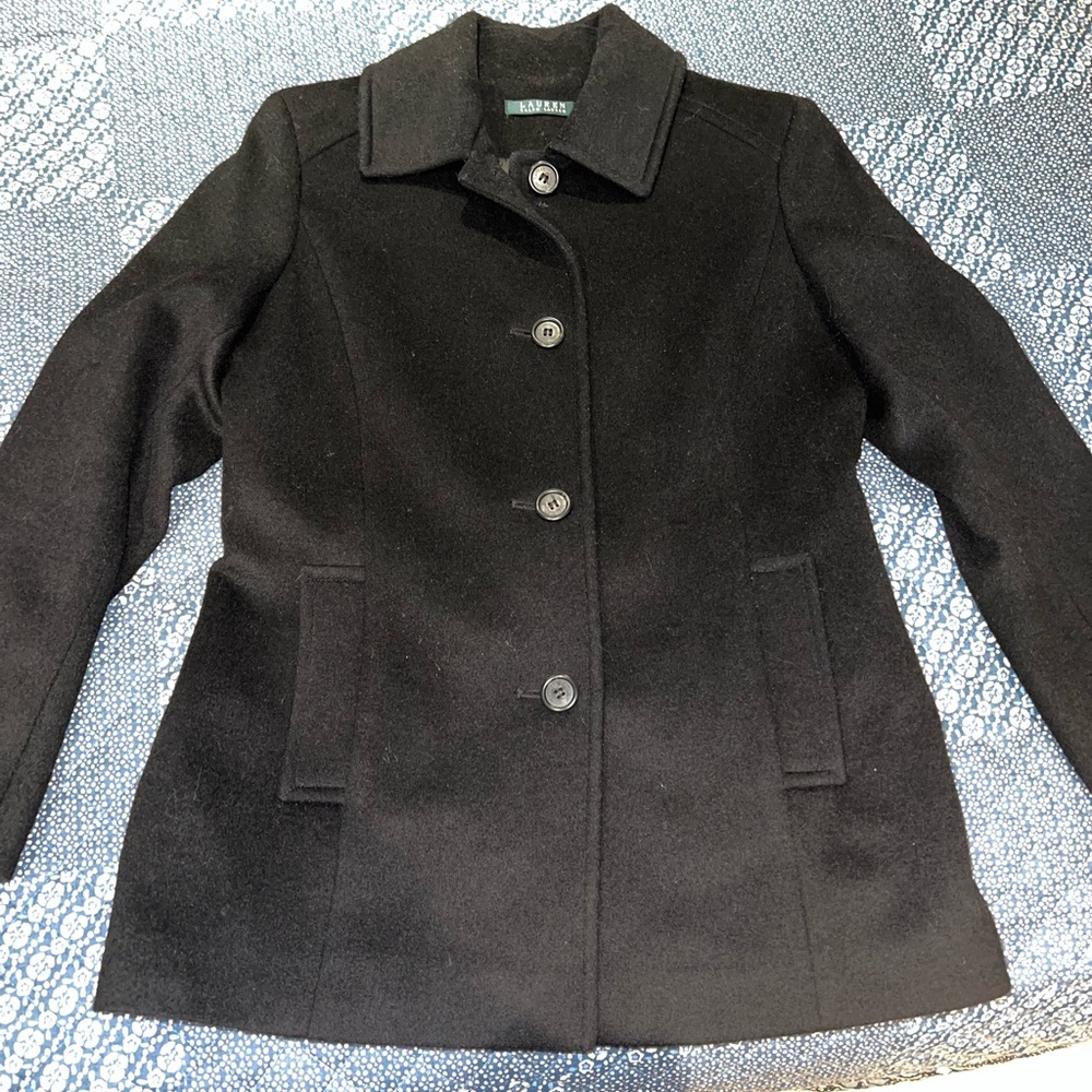 Ralph Lauren Black Pea Coat 4 - Picture 3 of 8